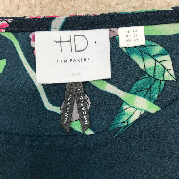 Anthro HD in Paris Teal Pink Eira Floral Blouse 2 - Picture 2 of 4